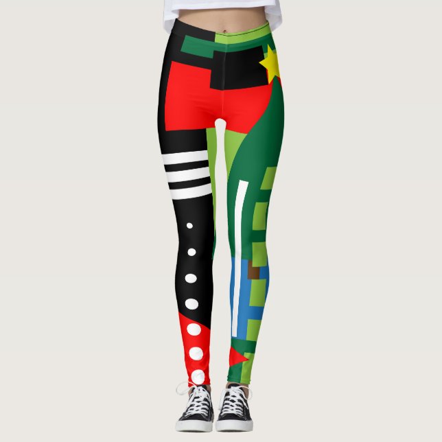 Abstract Christmas Design Leggings (Front)