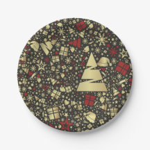 Abstract Christmas Design Paper Plate
