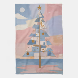 Abstract Christmas Geometry Kitchen Towel