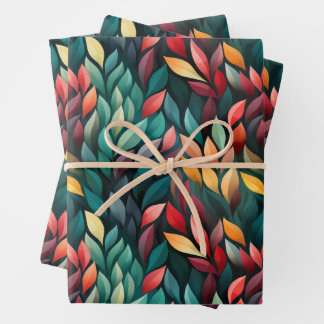 Abstract Christmas Leaves Wrapping Paper Sheet