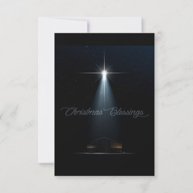 Abstract Christmas Nativity Stable And Star Invitation (Front)