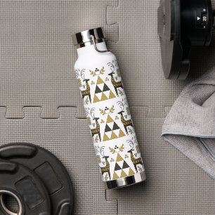 Abstract Christmas Reindeer Modern Geometric Water Bottle