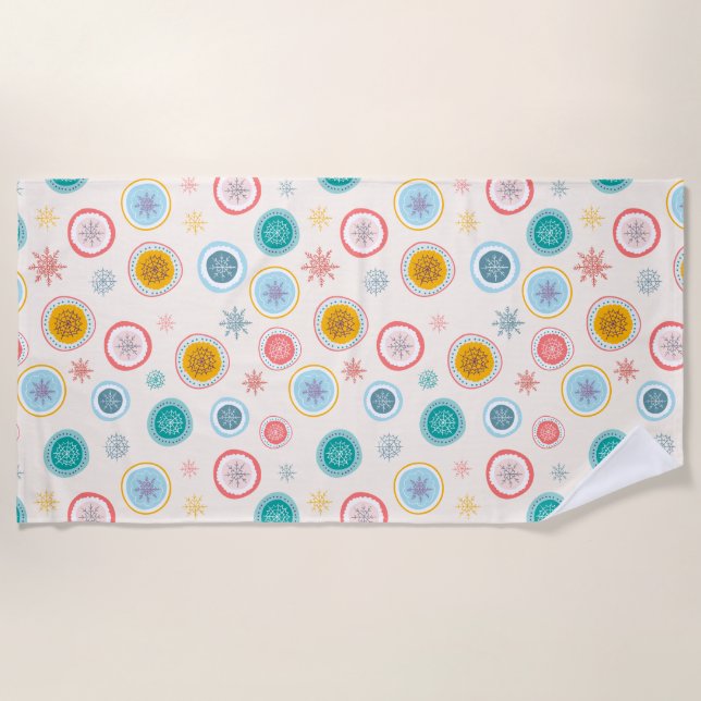 Abstract Christmas Snowflakes Pattern Beach Towel (Front)