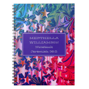 Abstract CHRISTMAS STARS Colorful PERSONALIZED Notebook