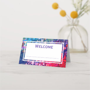 Abstract CHRISTMAS STARS Purple Red Lilac CUSTOM Place Card