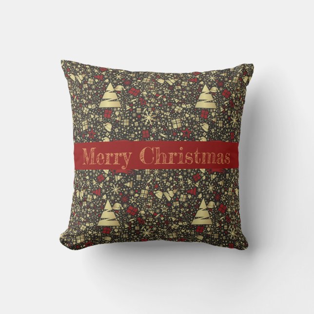 Abstract Christmas Throw Pillow (Front)