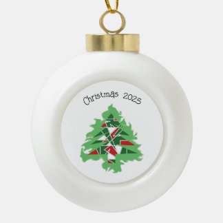 Abstract Christmas Tree Ceramic Ball Christmas Ornament