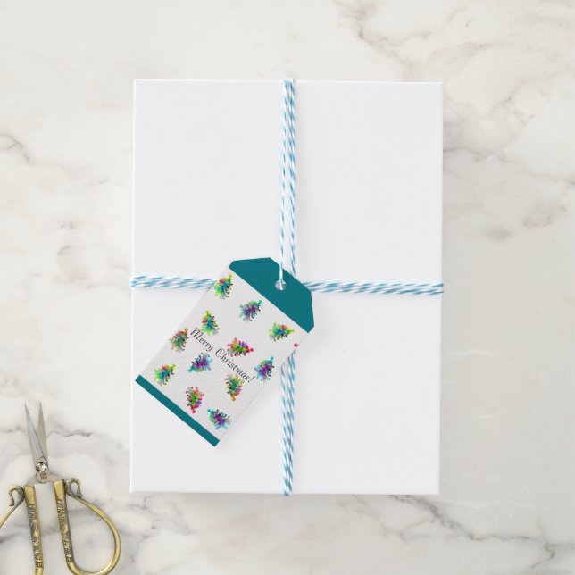 Abstract Christmas tree gift tag. Tags (With Twine)