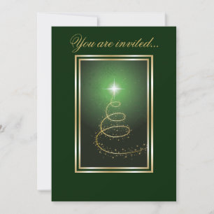 Abstract Christmas Tree glowing green Invitation