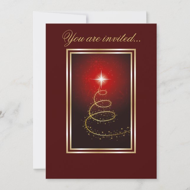 Abstract Christmas Tree glowing red Invitation (Front)