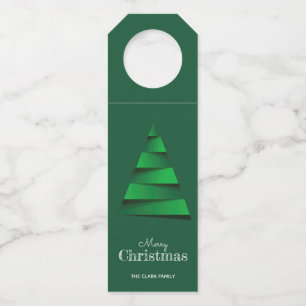 Abstract Christmas Tree Holiday Party Bottle Tag