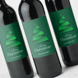 Abstract Christmas Tree Holiday Wine Label<br><div class="desc">Stylish,  modern abstract Christmas Tree on green background and your greeting in chic white lettering,  personalize these holiday Christmas wine labels for party favour gifts or to serve at your occasion. MATCHING items in our store.</div>