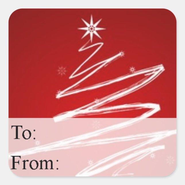 Abstract Christmas Tree in Red Gift Tag (Front)