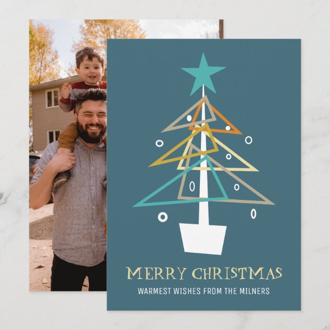 Abstract Christmas Tree Mid Century Holiday Photo (Front/Back)