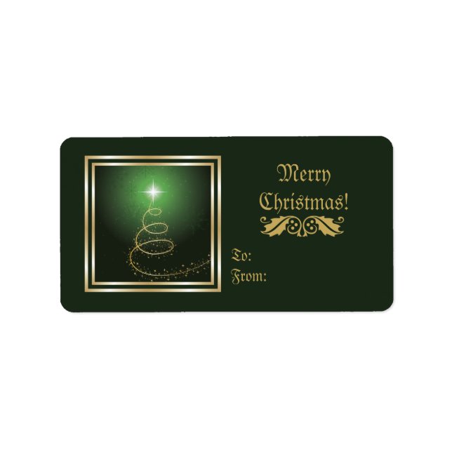 Abstract Christmas Tree On glowing green label (Front)