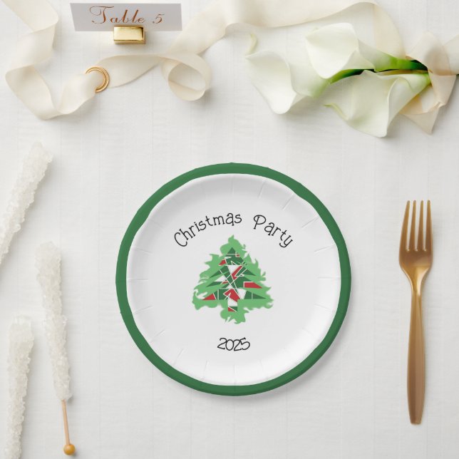 Abstract Christmas Tree Paper Plate (Wedding)