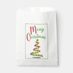 Abstract Christmas Tree Red and Green Typography Favour Bag