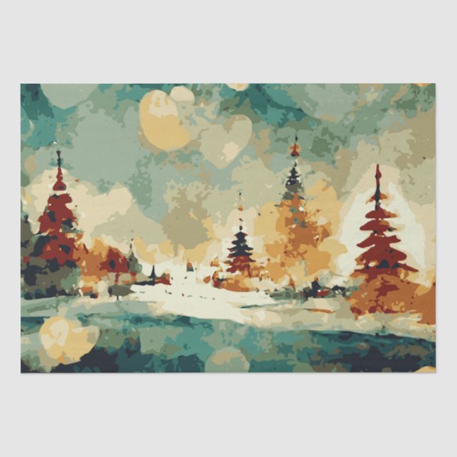 Abstract Christmas Trees 6 watercolour  Tissue Paper (Front)