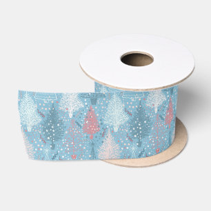 Abstract Christmas Trees Pattern 2 Satin Ribbon