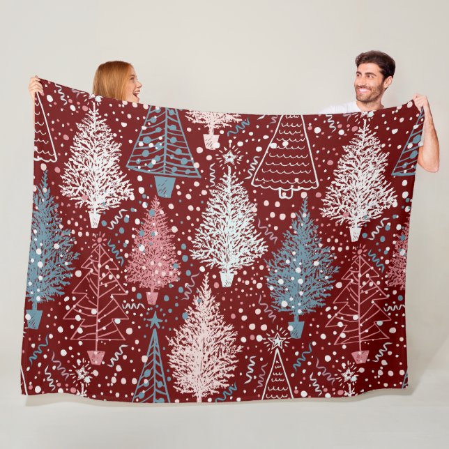 Abstract Christmas Trees Pattern 3 Fleece Blanket (In Situ)