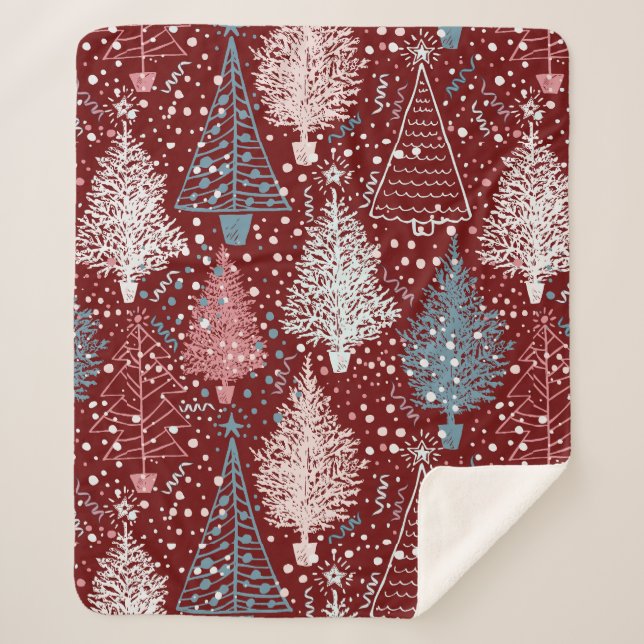 Abstract Christmas Trees Pattern 3 Sherpa Blanket (Front)