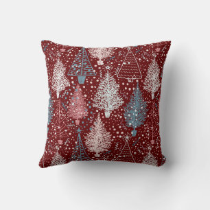 Abstract Christmas Trees Pattern 3 Throw Pillow