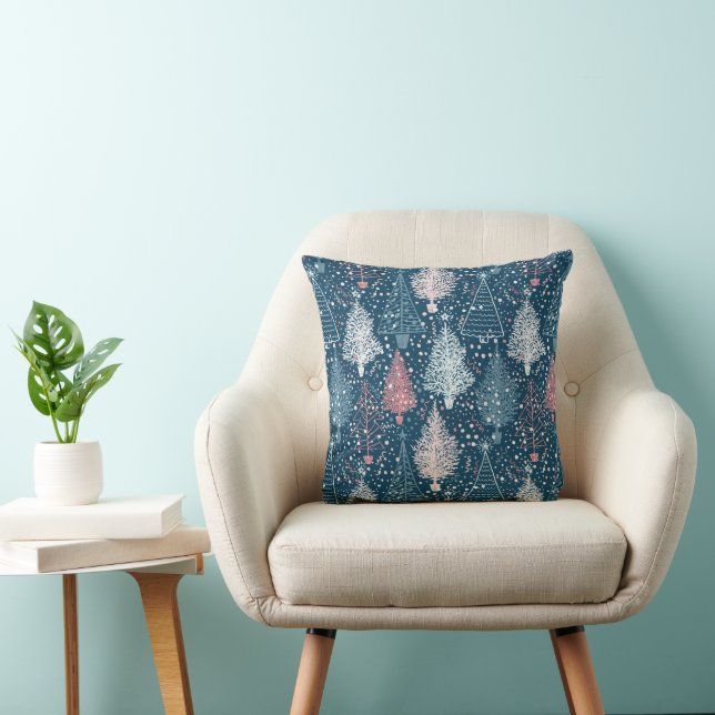 Abstract Christmas Trees Pattern 3 Throw Pillow (Chair)