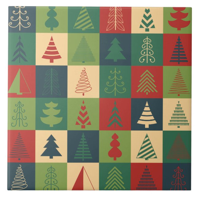 Abstract Christmas Trees Pattern | Ceramic Tiles (Front)