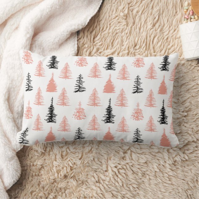 Abstract Christmas Trees Scandinavian  Lumbar Pillow (Blanket)