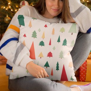 Abstract Christmas trees scandinavian pattern Throw Pillow