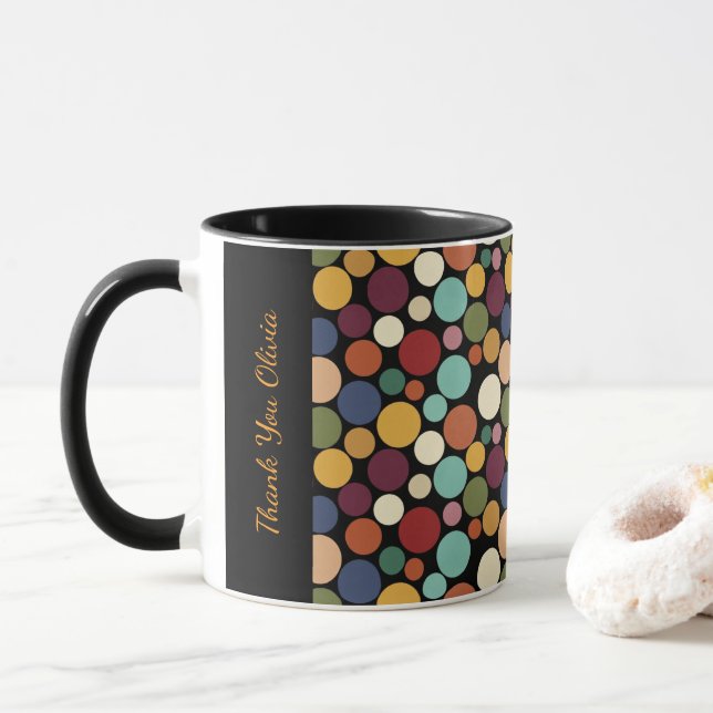Abstract Circle Custom Message Gift Coffee Mug (With Donut)
