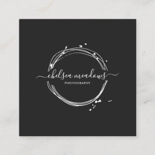 Abstract Circle Logo   Signature Wreath Square Business Card