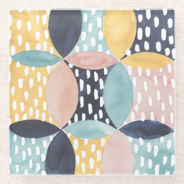 Abstract Circle Pattern Glass Coaster (Front)