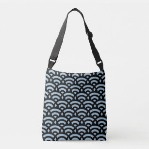 Abstract Circle Pattern in Black and Light Blue Crossbody Bag