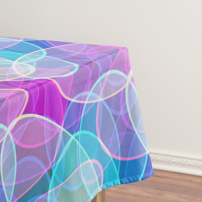 Abstract Circle Pattern Pastel Pink Purple Blue Tablecloth (In Situ)