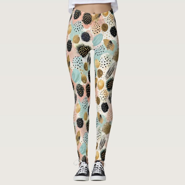 Abstract Circle Pattern -with Glitter & Speckles 2 Leggings (Front)