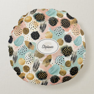 Abstract Circle Pattern -with Glitter & Speckles 2 Round Pillow