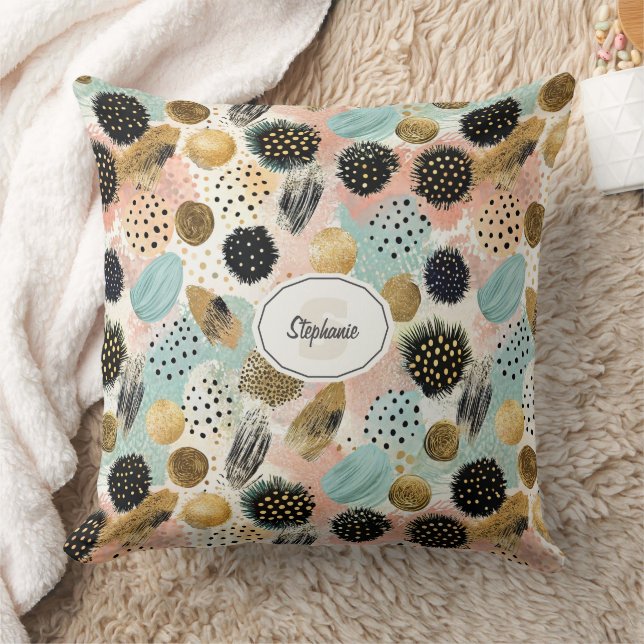 Abstract Circle Pattern -with Glitter & Speckles 2 Throw Pillow (Blanket)
