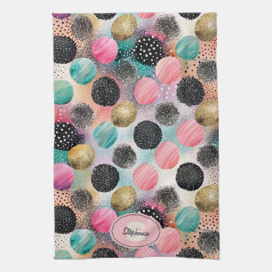 Abstract Circle Pattern -with Glitter & Speckles Kitchen Towel