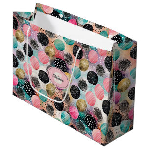 Abstract Circle Pattern -with Glitter & Speckles Large Gift Bag