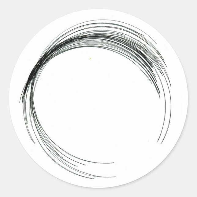abstract circle round geometric black white handma classic round sticker (Front)