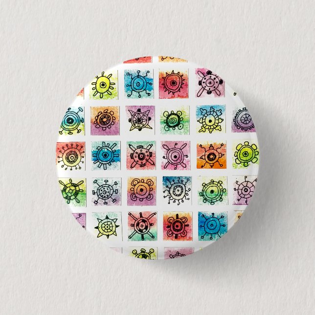Abstract Circle Shapes Designs Illustration 1 Inch Round Button (Front)