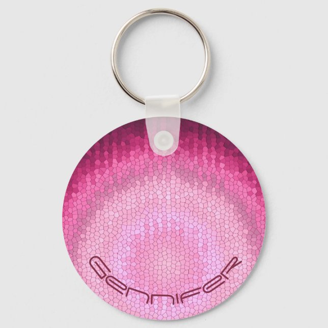 Abstract circle vitrage pink texture. keychain (Front)