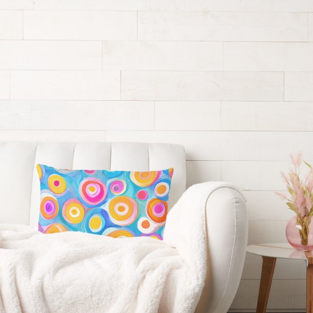 Abstract Circles Art Modern NAME Colorful Decor Lumbar Pillow (Couch)