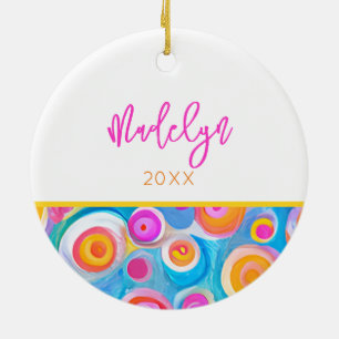Abstract Circles Art NAME YEAR Modern Colourful Fu Ceramic Ornament