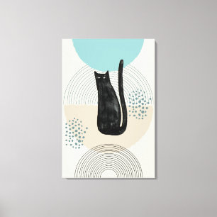 Abstract circles black Cat 4 Canvas Print