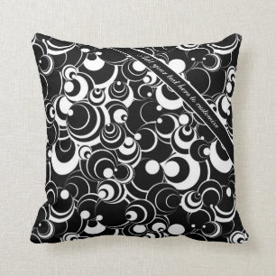 Abstract Circles Black Throw Pillow