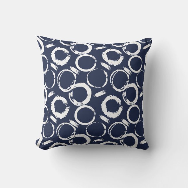 Abstract Circles Blue Throw Pillow (Front)