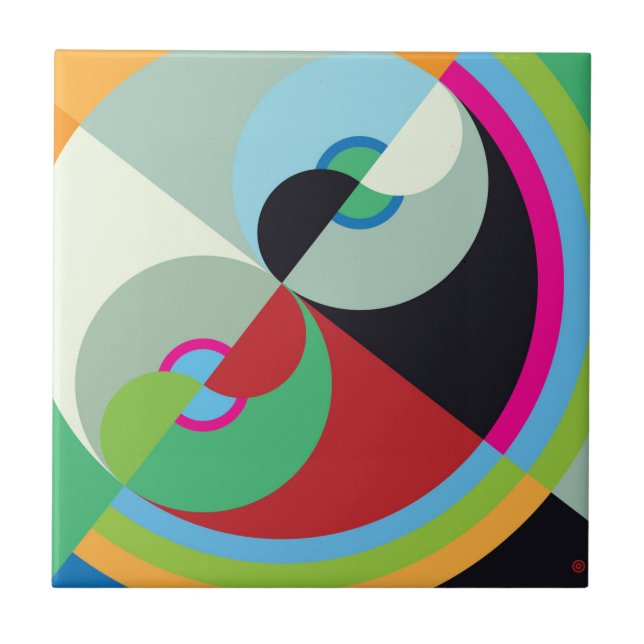 Abstract Circles Ceramic Tile (Front)