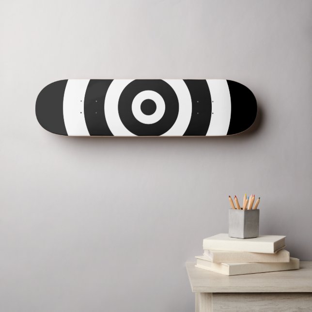 Abstract circles in black and white skateboard (Wall Art (Horz))